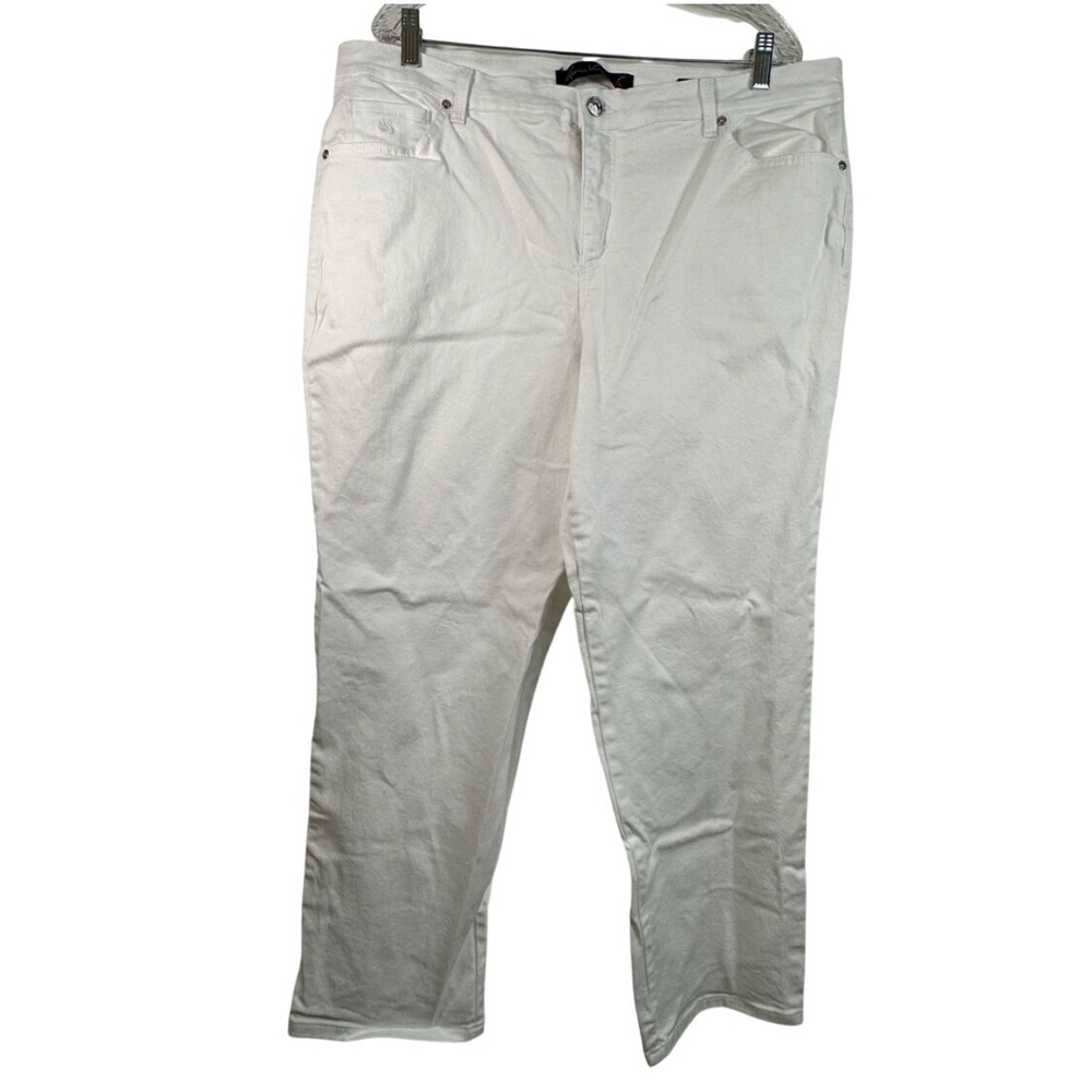 Gloria Vanderbilt Amanda White Tapered Jeans Womens 18W Short High Rise Stretch